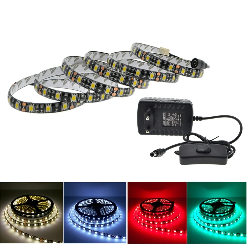 

Гибкая светодиодная ленсветильник, 1/2/3/4/5 м, 12 в пост. Тока, 60 светодиодов/м, белый/теплый белый/синий/зеленый/красный