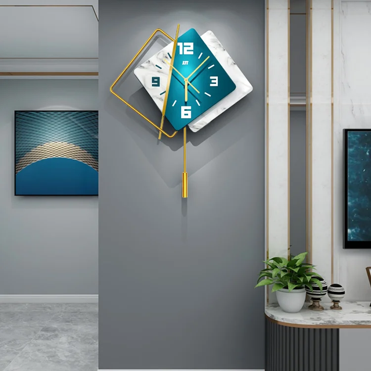 

Современные металлические настенные часы в скандинавском стиле, тихие квадратные креативные настенные часы, простые настенные часы с маят...
