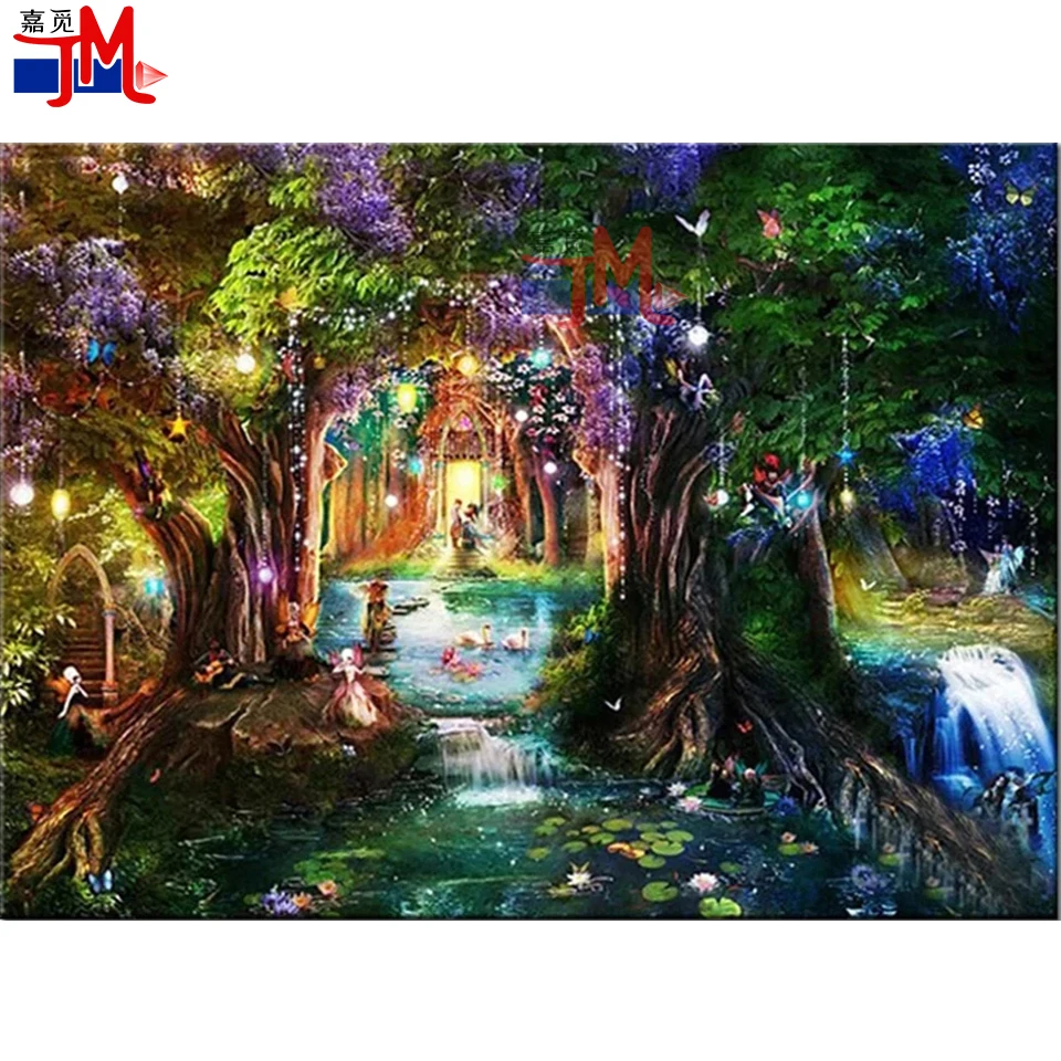 

Алмазная 5D живопись с фантазийным лесом, бабочкой, пейзажем, «сделай сам», вышивка крестиком, алмазная вышивка, мозаика из бисера, картина из квадратных страз