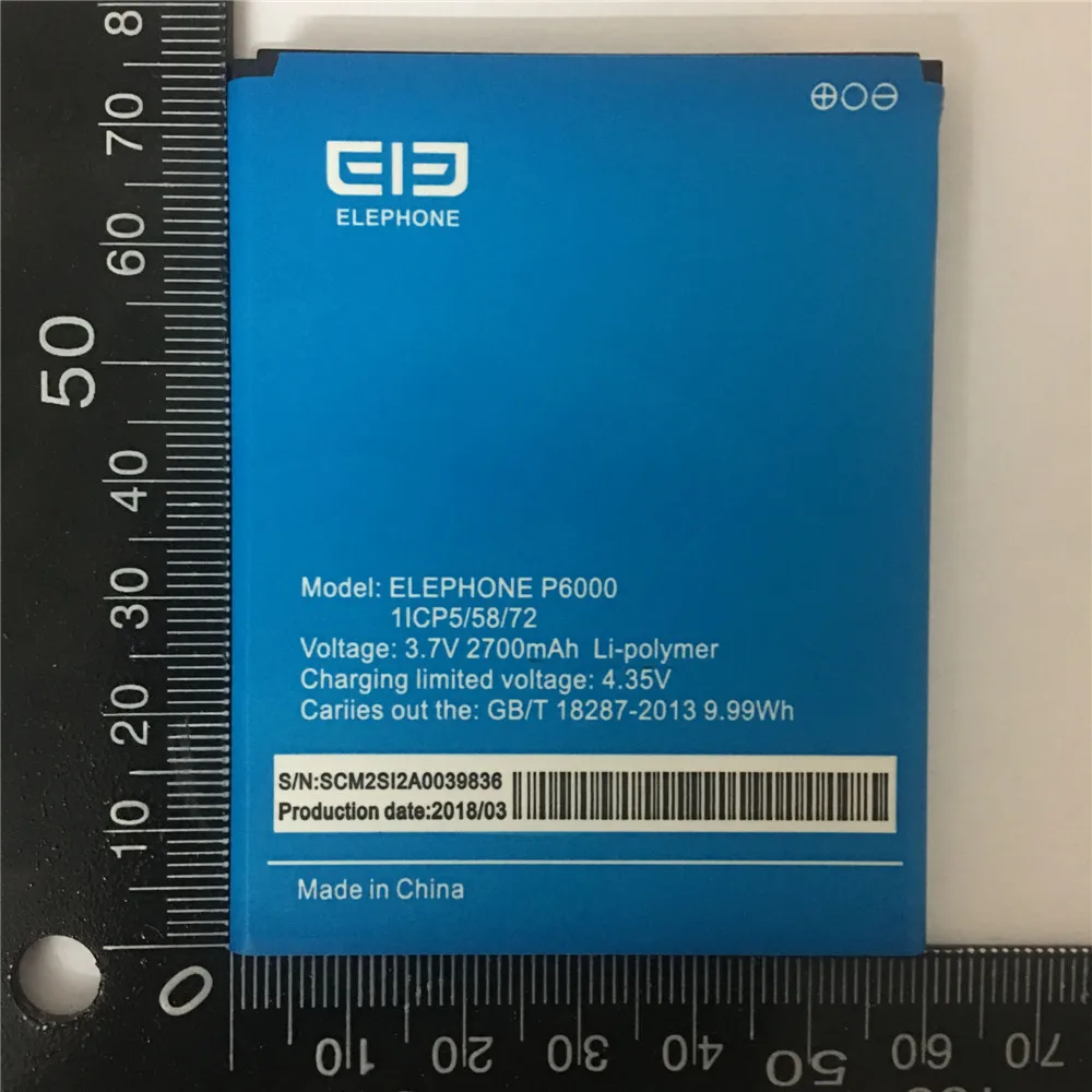 

Оригинальный аккумулятор Elephone P6000 3,7 V 2700mAh литий-ионная аккумуляторная батарея для смартфона Elephone P6000