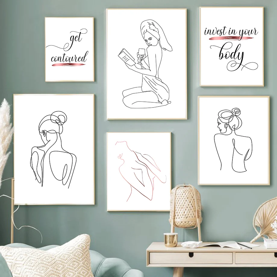 

Fashion Invest Female Sculpt Body Line Spa Wall Art Canvas Painting Nordic Poster And Prints Wall Picture For Beauty Salon Decor