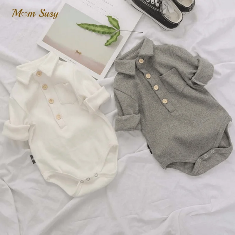 

Одежда для новорожденных для маленьких девочек хлопковый комплект для мальчиков рубчик кнопки комбинезон для младенцев, для детей, начинаю...