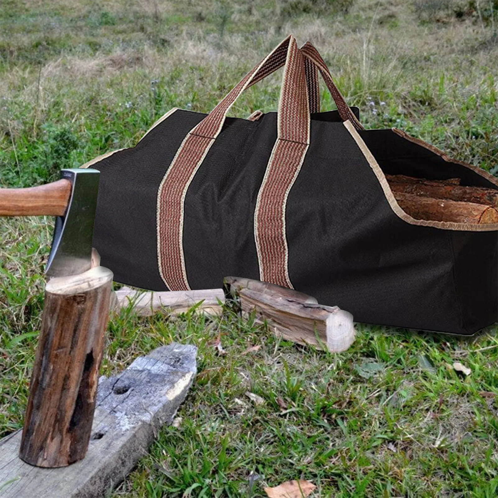 

Large Canvas Firewood Carrier Portable Log Tote Bag