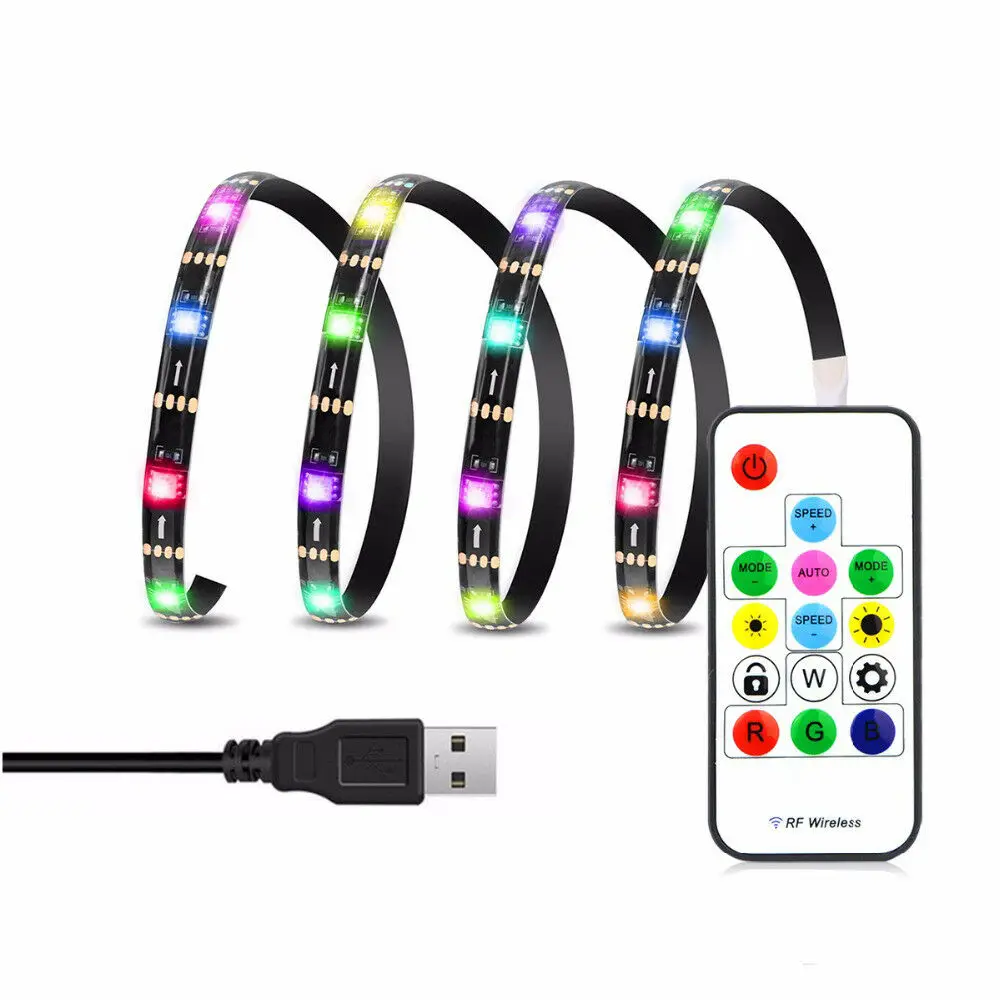 WS2812B DC 5V USB Светодиодные ленты светильник мечта Цвет RGB ws2812 RF пульт дистанционного