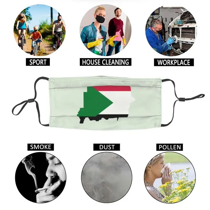 

Sudan Flag Map Mask Men Anti Haze Dust Mask Protection Cover Respirator Breathable Mouth Muffle