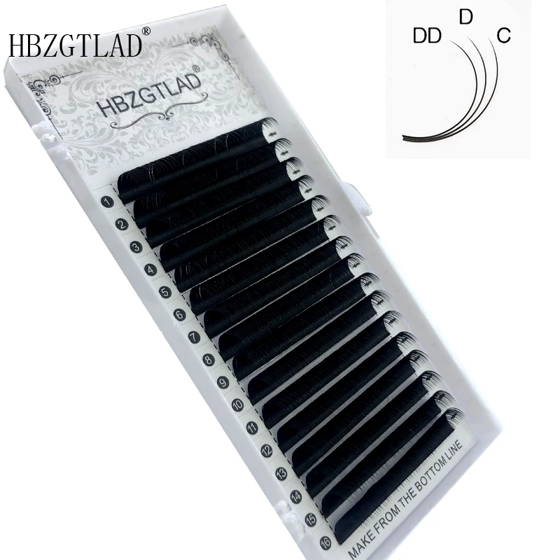 

HBZGTLAD New 8-20mm 16 Rows 0.05 thickness C/D/DD Curl Individual Silk Mink Volume Lashes Eyelash Extensions Blink