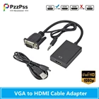 PzzPss HD 1080P VGA в HDMI-совместимый конвертер, адаптер с аудиовыходом, адаптер VGA HD для ПК, ноутбука, проектора HDTV