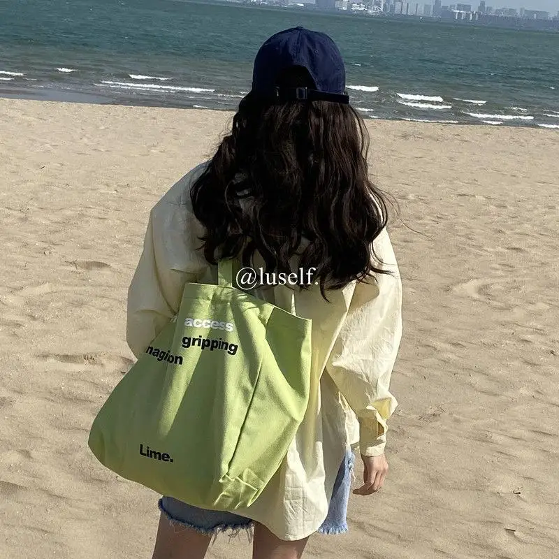

Casual Letter Printing Canvas Tote Bags For Women Large Capacity Shoulder Bag Women Handbags Canvas Big Size Shopper Women's Bag
