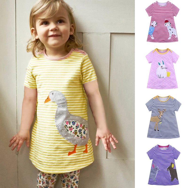

2021 New Arrival Children Girls Casual Dresses Short Sleeve Kids Clothes Girls Cartoon Cute Summer Dress Vestidos De Verano