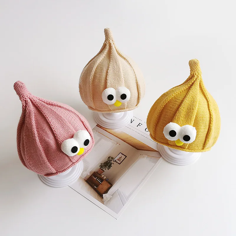 Зимняя детская Шапка-бини теплая шапка с большими глазами вязаные крючком