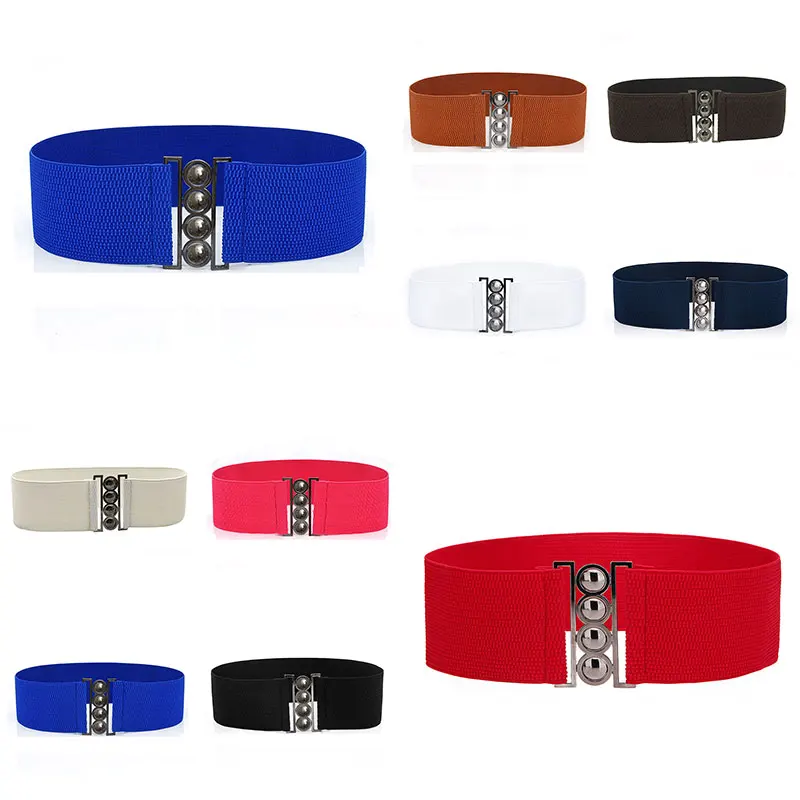 

Женский эластичный пояс, однотонный тканевый пояс с металлической пряжкой, аксессуары для одежды, ремень для широкой талии