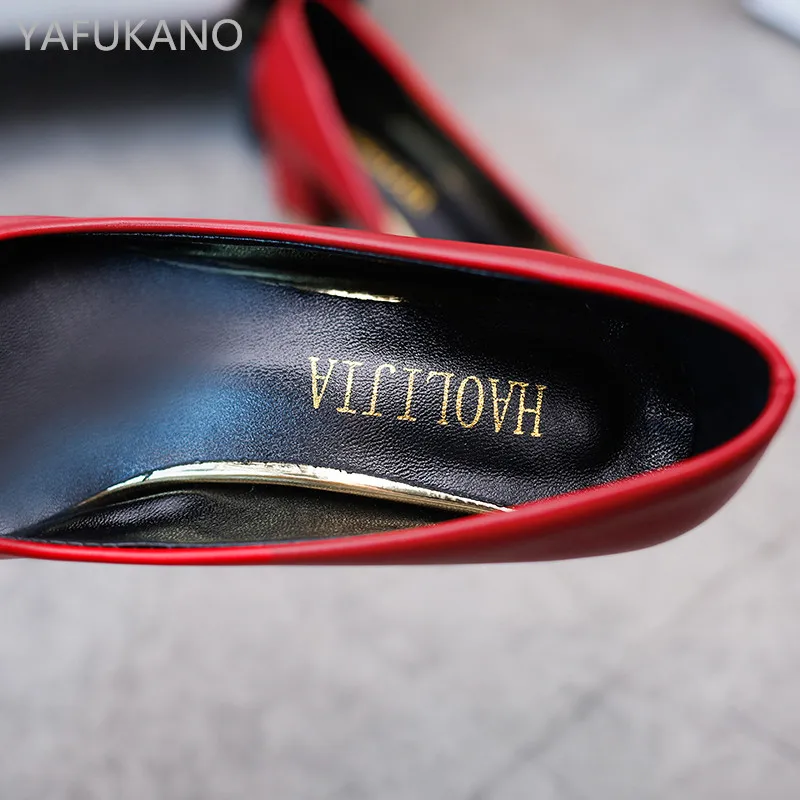 Модные женские туфли лодочки на высоком квадратном каблуке Рабочая обувь с