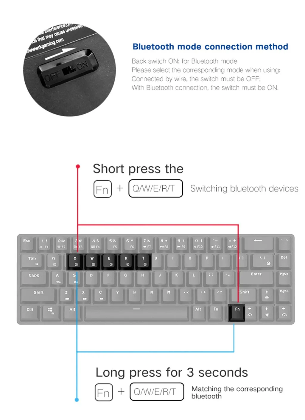 

Carprie Rk855 Dual Mode 68-key Portable Ergonomic Gaming Bluetooth Mechanical Keyboard Teclado Mecnico Inalmbrico