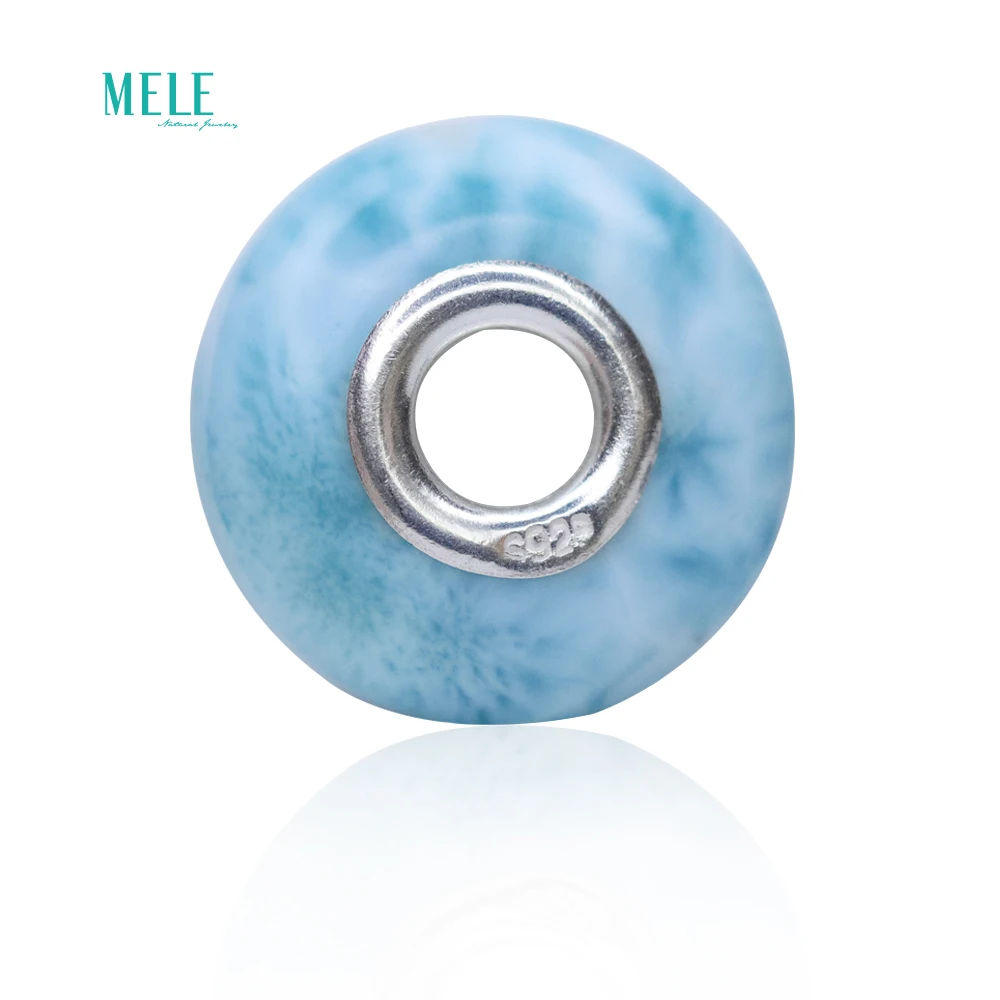 Натуральный Ларимар шиньон плоский бисер подвесной браслет с бусинами серебро 925