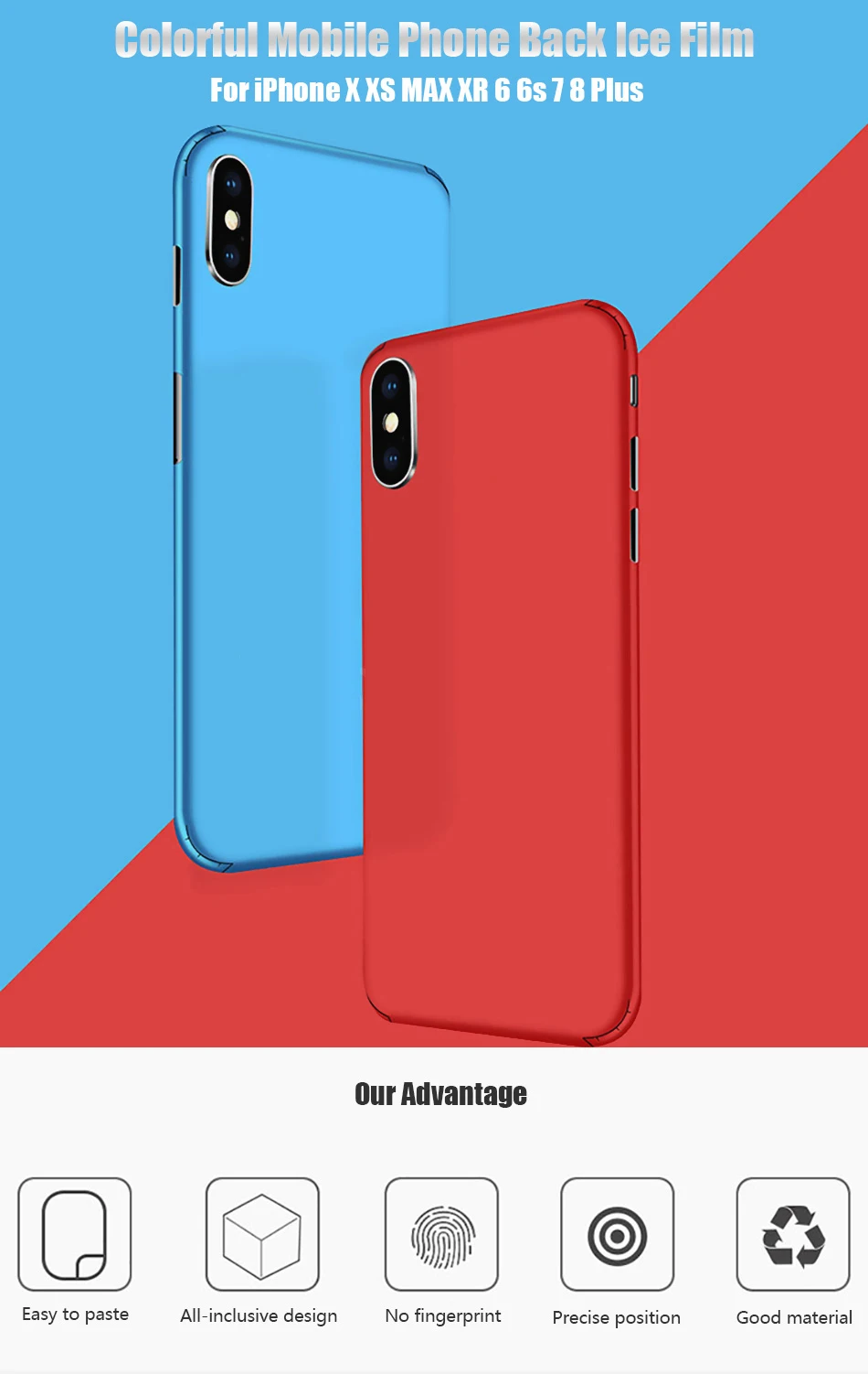 Для iPhone 5S 7 8 Plus X XS MAX однотонная наклейка на льду пленка полноразмерная Наклейка чехол Чехол Funda films For 6 6s протектор