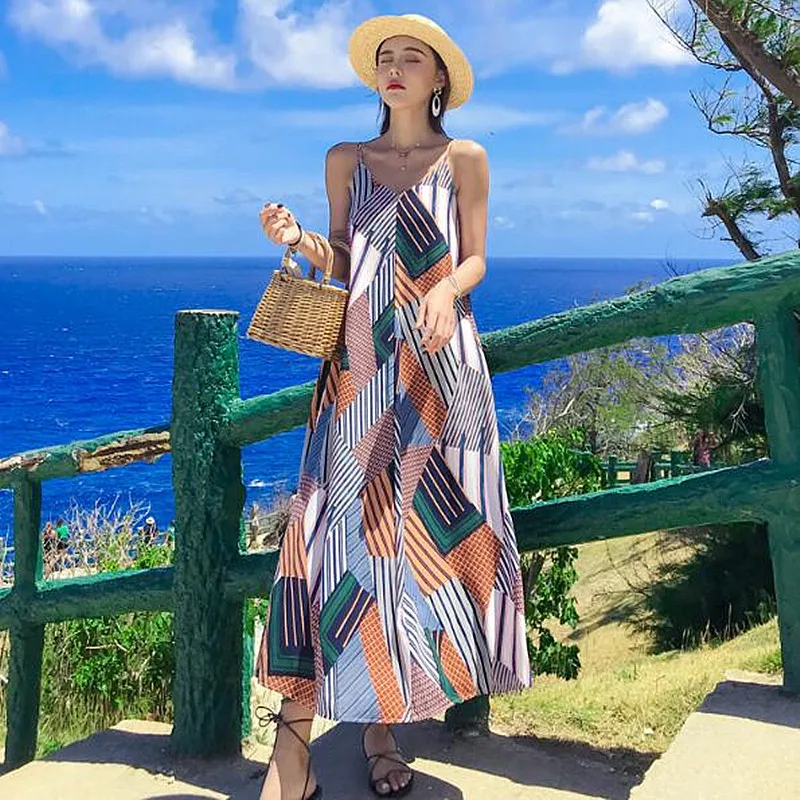 Женское длинное шифоновое платье с юбкой этническое длинной пляжная юбка для