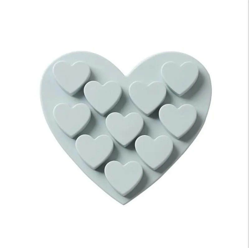 blue gray 10 сетки в форме сердца силиконовые формы мыло форма силиконовая для шоколада плесень лоток домашнего изготовления набор для работы с мастикой «сделай сам» плесень 15,7x14,9x1,5 см - Цвет: blue gray