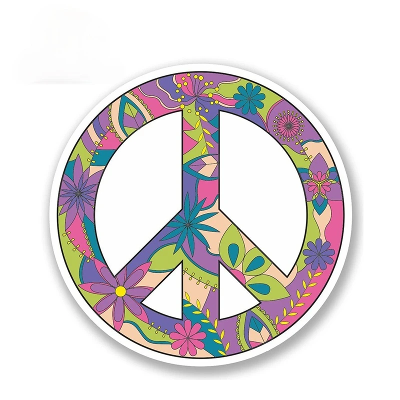 

Peace Symbol Sticker Car Hippy Laptop Decal Camper Flower Graffiti Helmet Bumper Laptop Car Styling Decal 13cm x 13cm