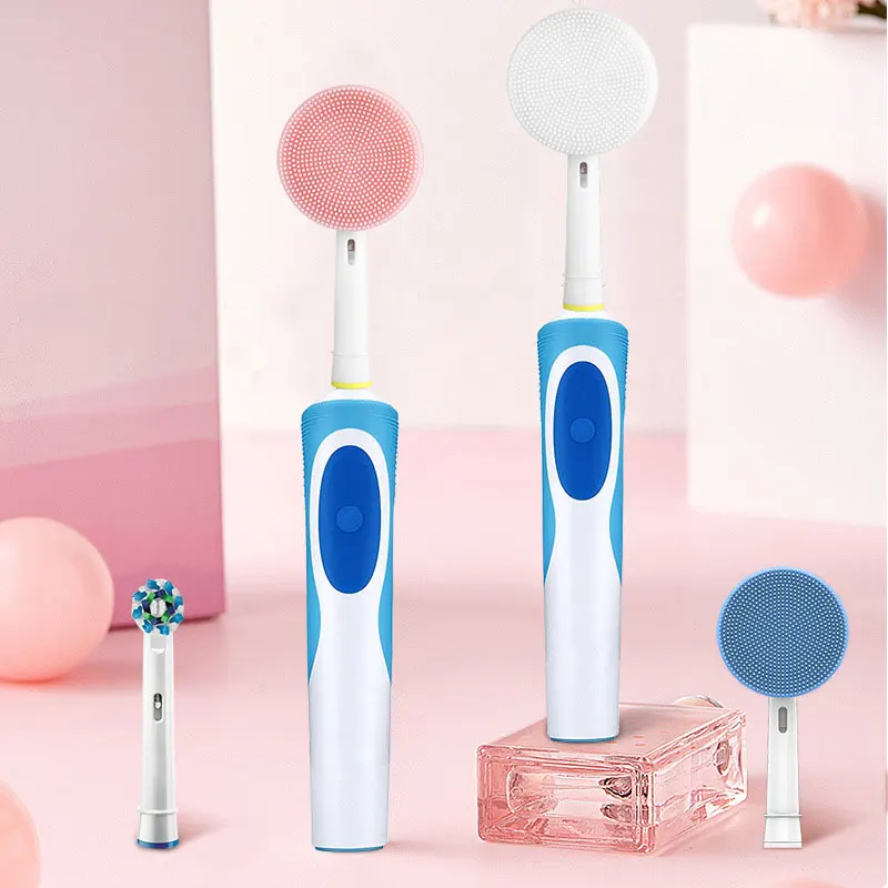Soft Silicone Facial Cleansing Brushes Face Massager Cleaner Brush Compatible with Oral B Electric Toothbrush 2Pcs