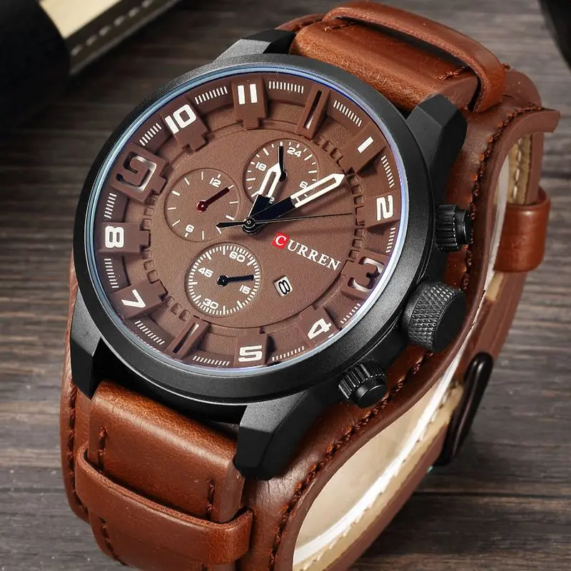 Часы наручные CURREN Мужские кварцевые брендовые Роскошные спортивные в стиле