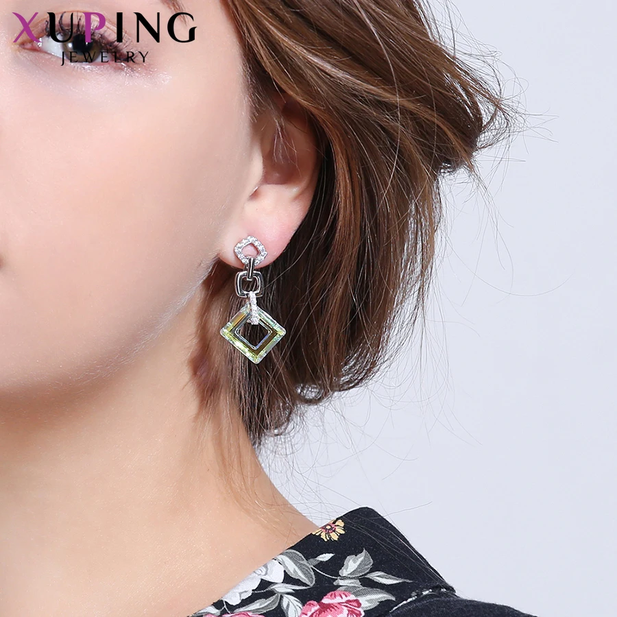 Xuping, изысканные цветные серьги, высокое качество, кристаллы от Swarovski, цветное покрытие, для женщин, подарок на день Святого Валентина, S89-202