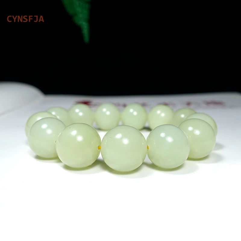 

CYNSFJA New Real Rare Certified Natural Chinese Hetian Jade Nephrite Men's Lucky Amulets Jade Bracelets High Quality Best Gifts
