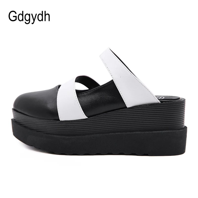 Женские туфли без задника Gdgydh черные уличные на платформе и высоком каблуке
