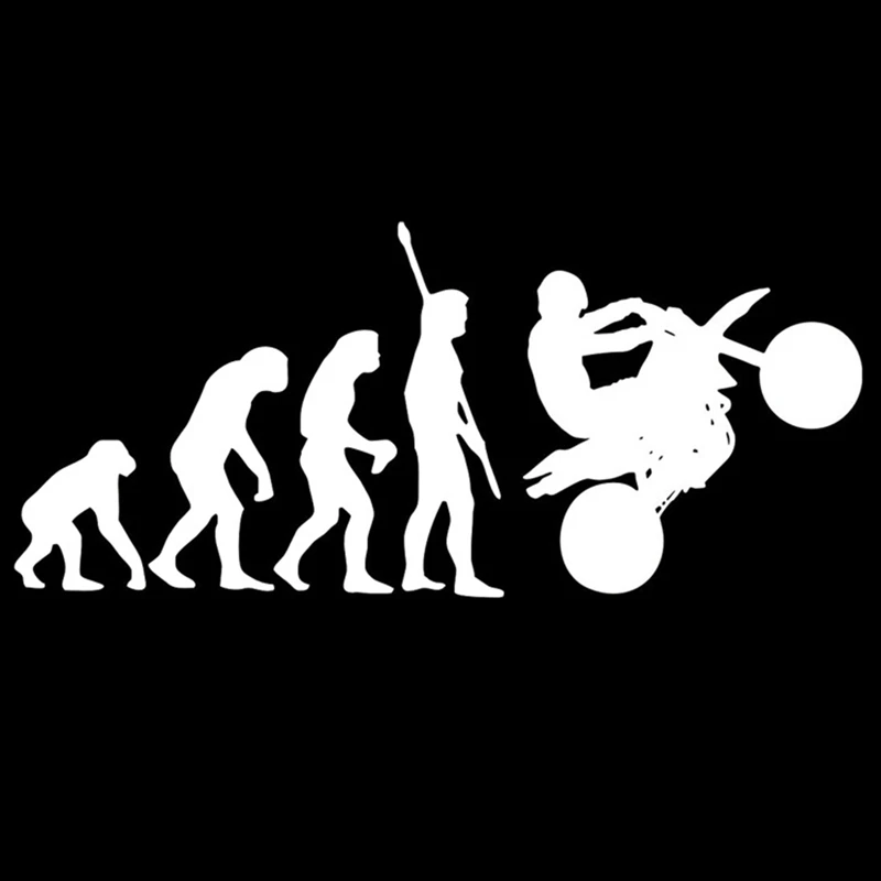 

Motorcycle Sticker Fashion Human Evolution Motorcycle Car Stickers Fun Reflective Vinyl Decals Black/White