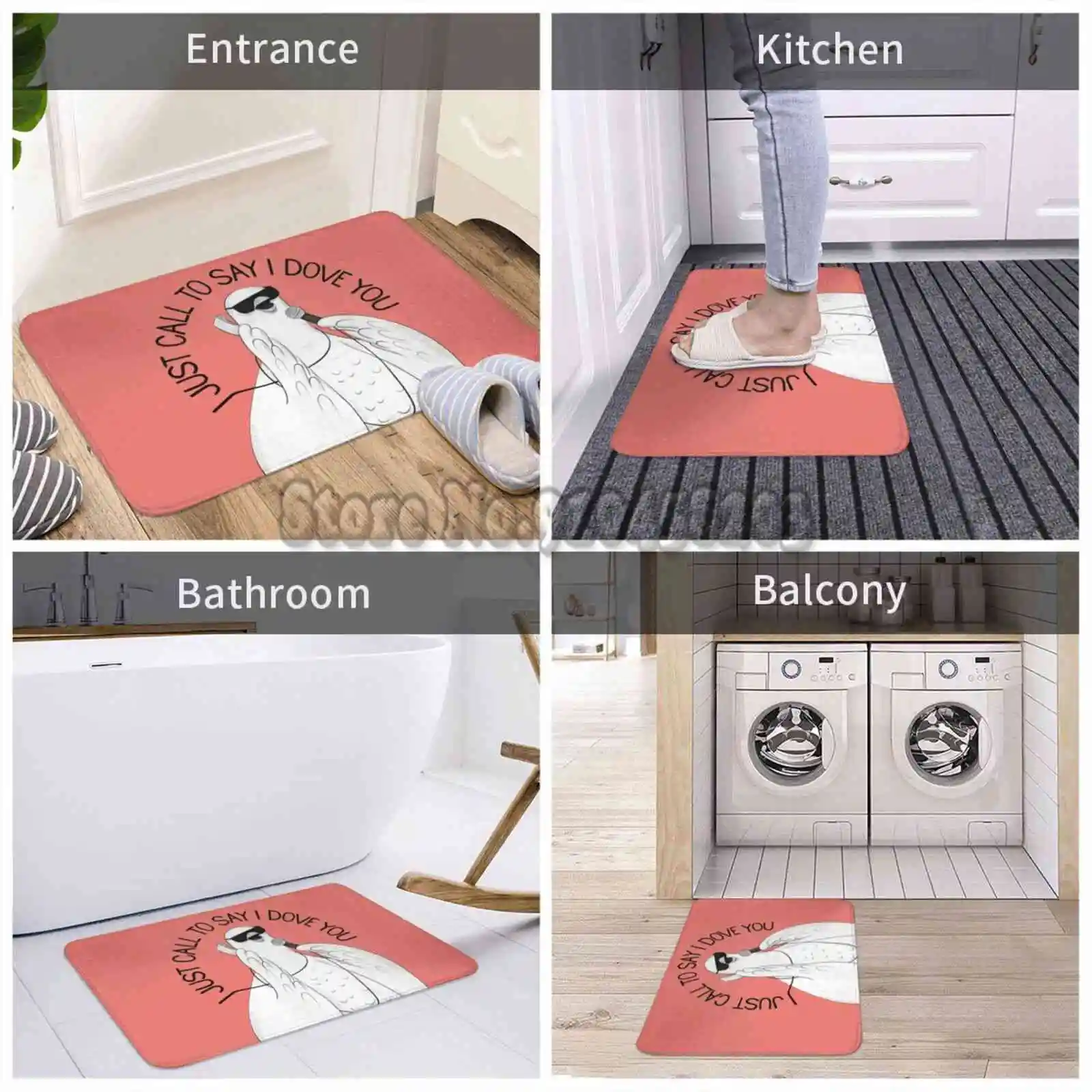 Поющий голубь | Животное караоке Иллюстрация Коврик с красным принтом для