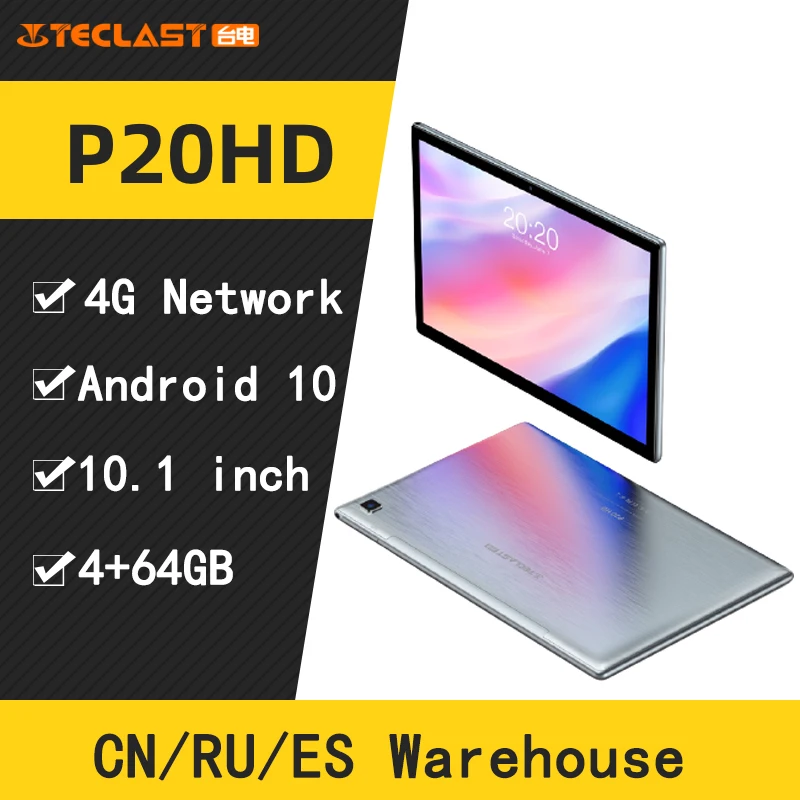 Teclast P20HD 4G Phone Call Tablets Octa Core Android 10 SC9863A GPS 10.1 inch IPS 1920x1200 4GB RAM 64GB RAM 6000mAh Tablet pc