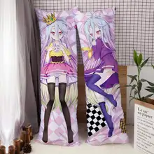 Taie d'oreiller sans jeu, pas de vie, Sora Shiro Cosplay Dakimakura, dessin animé Loli, fille, Otaku, corps câlin, housse d'oreiller, Waifu 150x50  (3)
