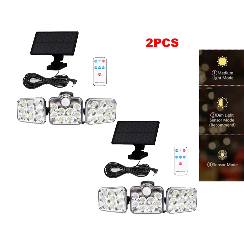 

2pcs 138 led seperable remote Solar Light Motion Sensor Outdoor Recharged Waterproof Solar Garden Lamp Path Street Outdoor Wall