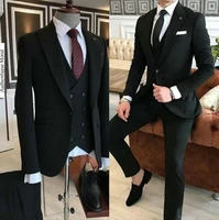 jeltonewin formal business black men suit 3 pieces slim fit custom made groom wedding prom suit jacket vest pants dress tuxedo