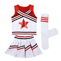 kids girls clothes set cheerleader uniform sleeveless tank tops skirt socks 3pcs outfit children cheerleading dance costume