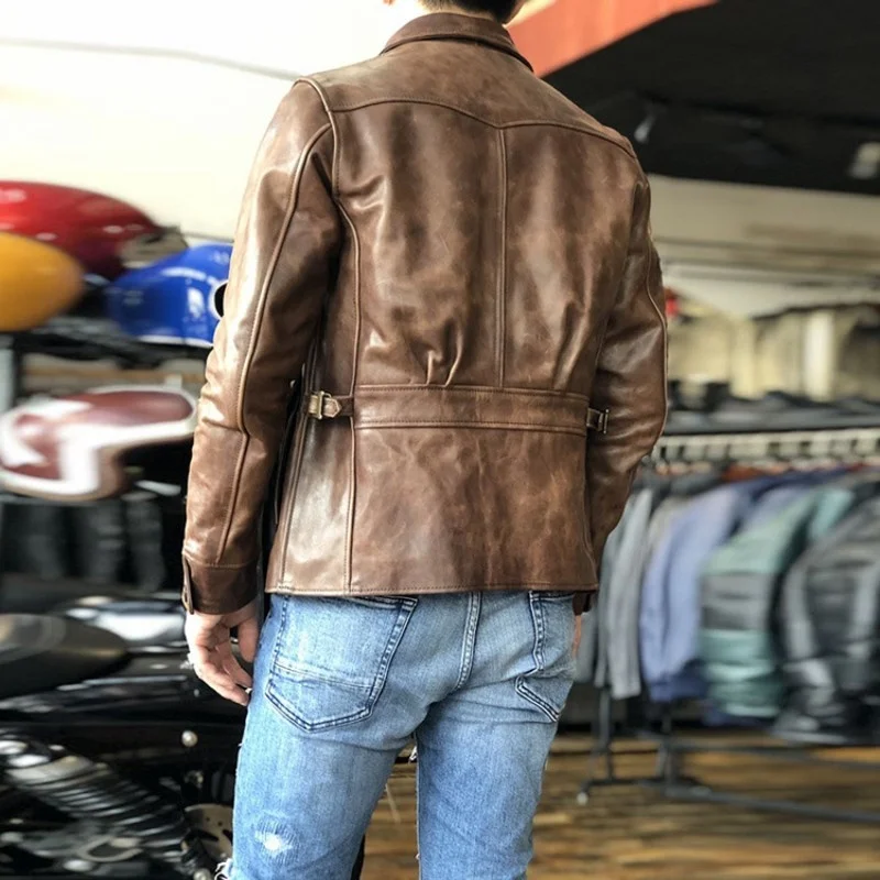 Новинка 2022 мужские топы Повседневная байкерская куртка из конской шкуры
