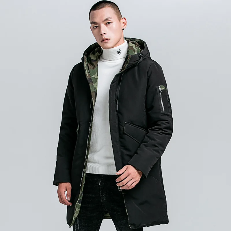 

2020 winter men's new Medium-length cotton-padded jacket hooded casual camouflage jacket men's thick warm coat plus 4xl