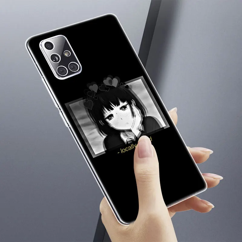 lewd sad japanese anime case for samsung galaxy a12 a02 a03s a21s a22 a32 a52 a72 a82 quantum 2 s21 plus fe ultra m32 m12 cover free global shipping