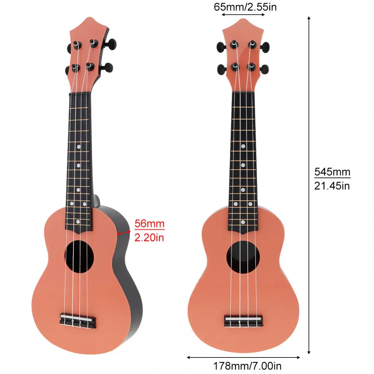 21 Inch Ukulele Soprano Acoustic Ukelele 4 Strings Hawaiian Guitar with Bag Tuner Strap for Children Kids Gift Music Beginner | Спорт и