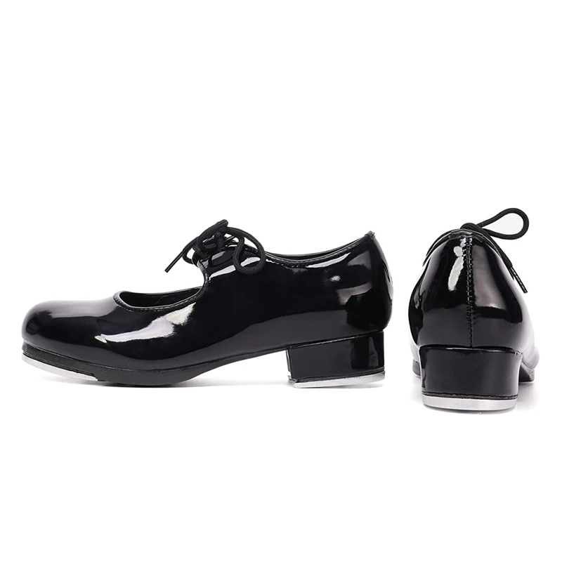 

Women Tap Dance Shoes Girls Shiny Patent Soft Leather Low Square Heel Aluminum Plate Sole Dance Shoes Stage Tap Dancing Shoes