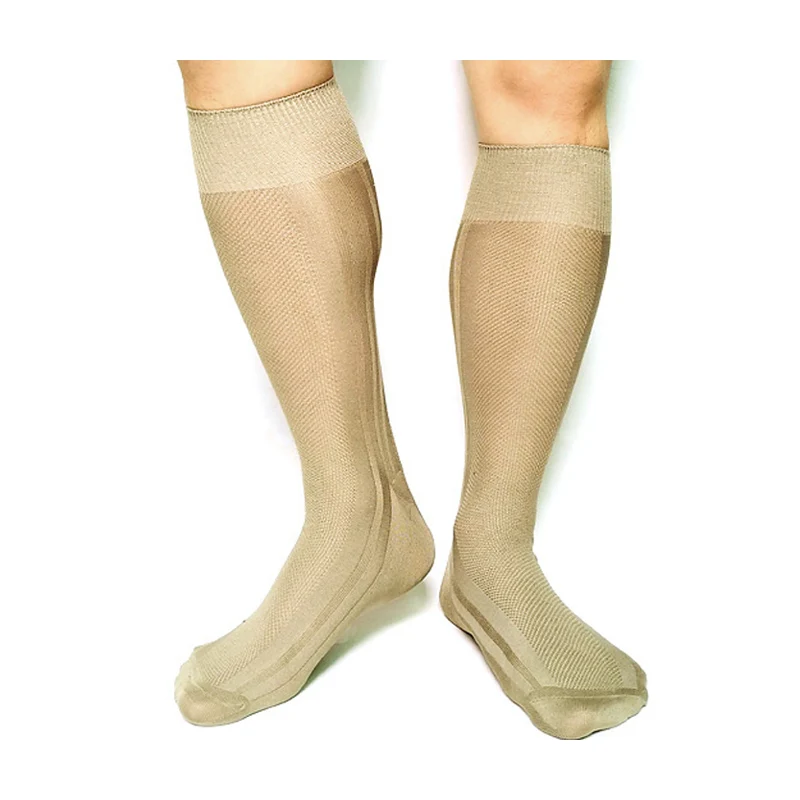 Брендовые классические мужские длинные носки до колена сетчатые полосатые