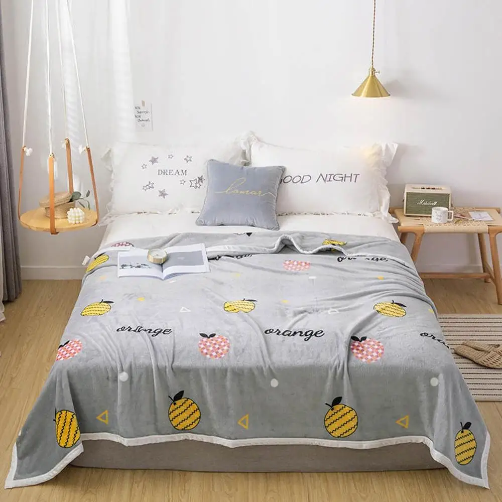 Мягкие двусторонние одеяла с принтом серых фруктов Apple Nordic пледы Фланелевое