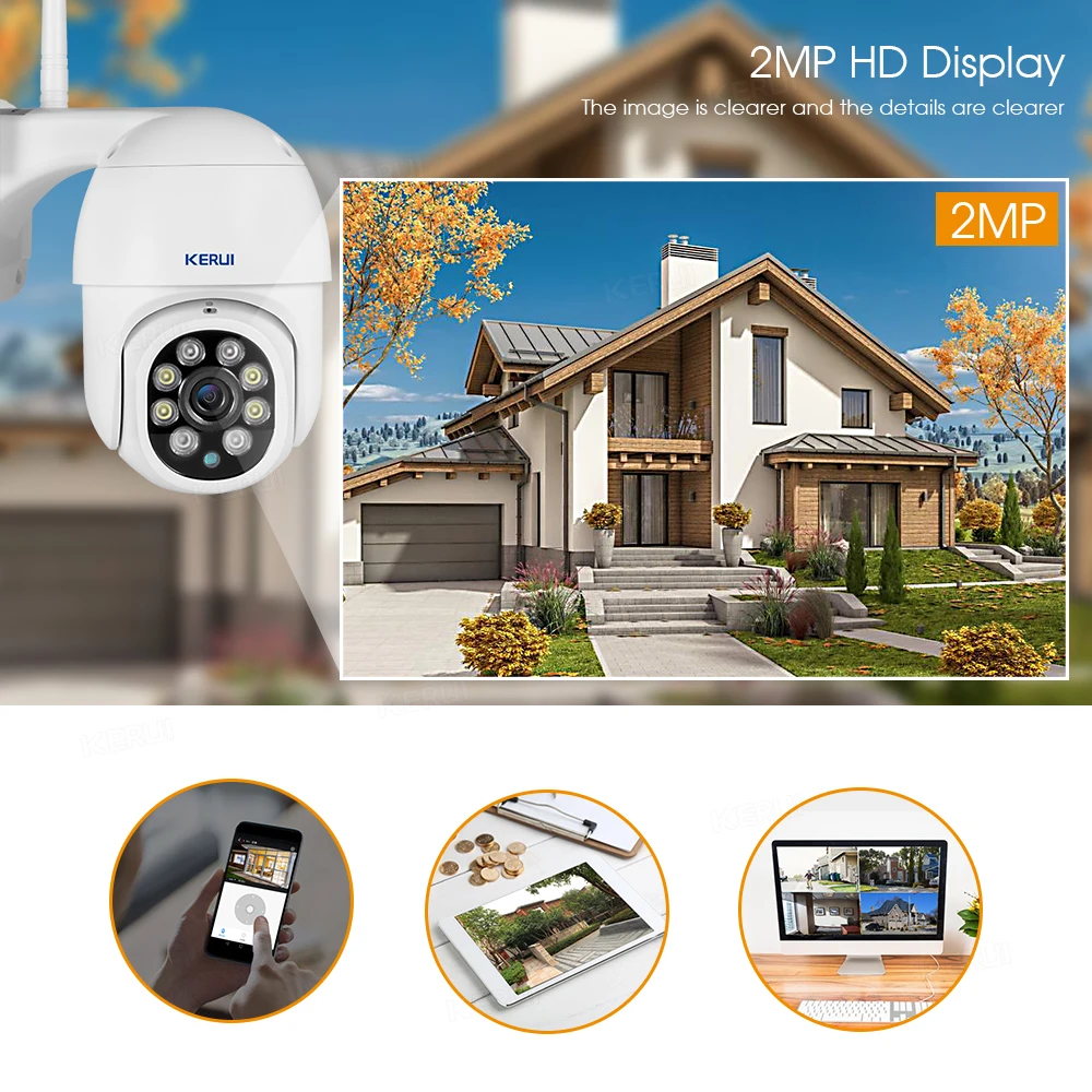 IP-камера видеонаблюдения KERUI HD 1080P Wi-Fi PTZ | Безопасность и защита