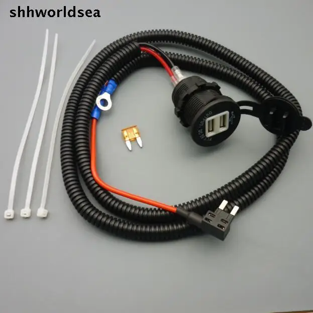 

worldgolden 1/5/50set 5V 3.1A out put mini fuse Car Lighter USB Charger Wiring Harness USB Car Cigarette Lighter Socket