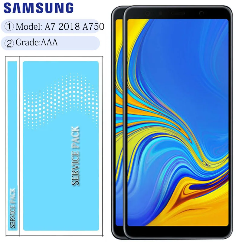 6 0 &quotSuper AMOLED ЖК дисплей для Samsung Galaxy A7 2018 A750 SM-A750F A750F с сенсорным экраном в сборе