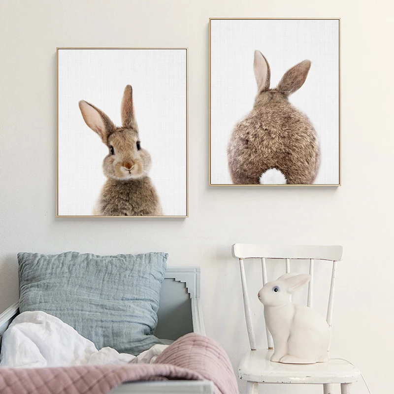 Без рамки принт с кроликом плакат детеныши животных холсты для рисования печать