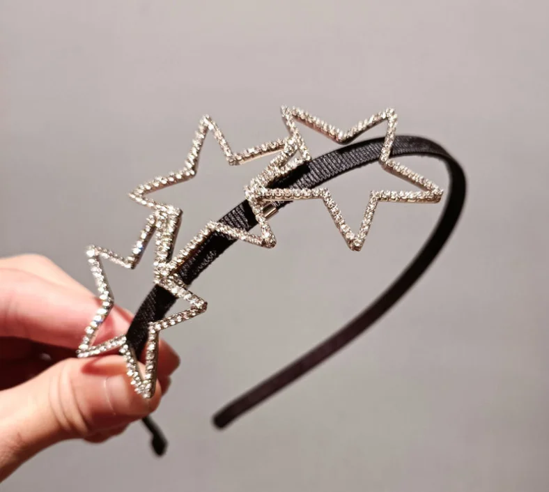 

Simple and versatile handmade hairbands full diamond five-pointed star diamond hair accessories headband