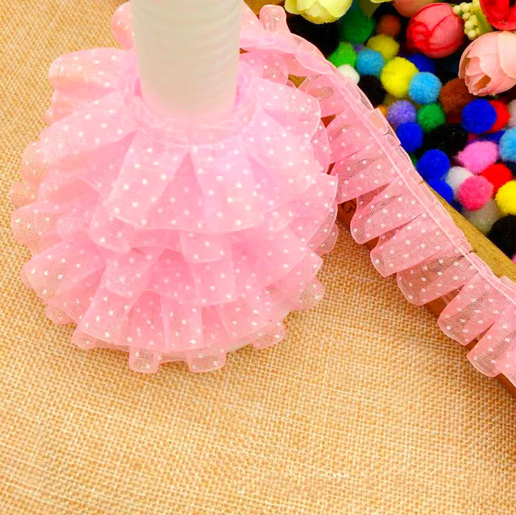 

3YD polka dot lace fabric 3D lace decoration 2.5cm lace collar doll sewing accessories for clothes