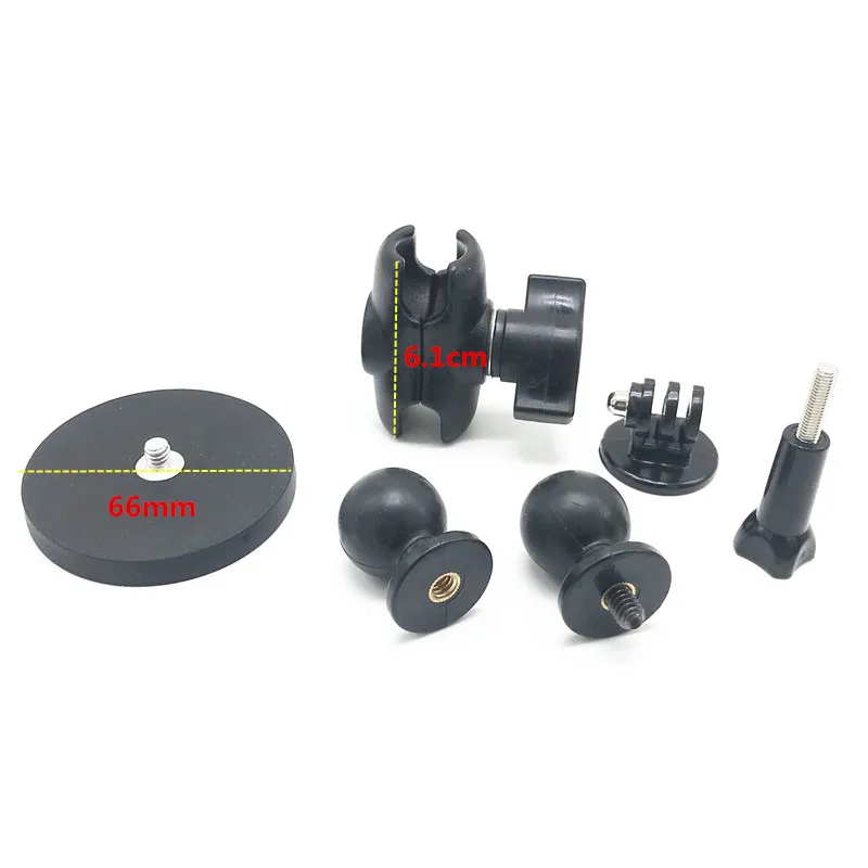 66mm 6in1 kit Магнитный магнитный автомобильный мотоцикл на присоске крепление 1 дюймов шаровое соединение для sony garmin gopro Экшн-камера camcoers osmo смартфон - Цвет: 66mm 6in1 kit