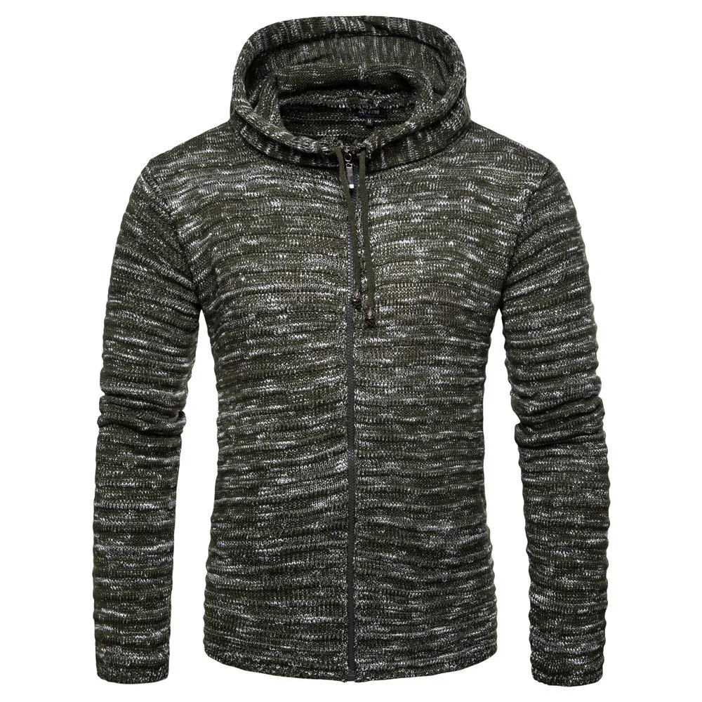 

Mens Hooded Sweater Knitted Man Wool Sweatercoat XXL Casual Man Spring Oversized Wool Sweatershirt Sweaters Army Green A390
