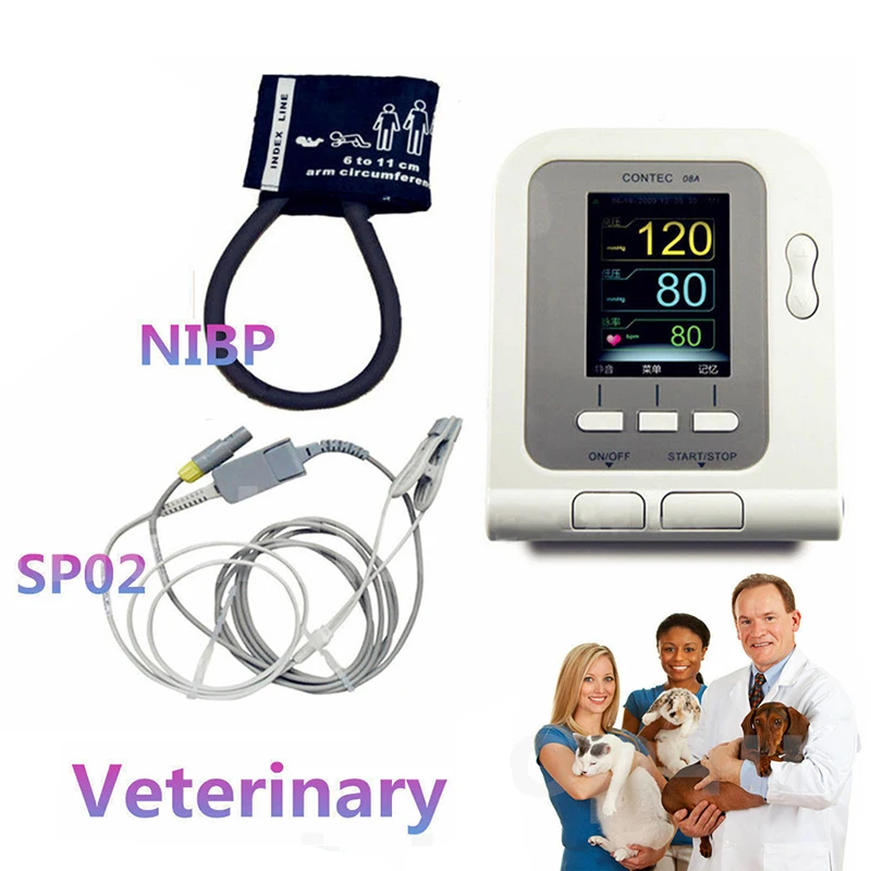

CONTEC08AVet Veterinary DigitalBlood Pressure Monitor 6-11CM Cuff & Veterinary VET Probe Animal Use USB Software For Animal